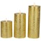 Northlight Set of 3 Gold LED Flickering Flameless Pillar Christmas Candles 8.75&#x22;